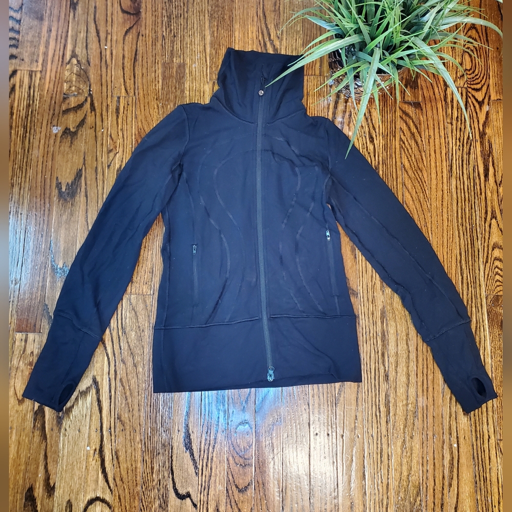 Lululemon Athletic Cowl Mock Neck Full Zip Fitness Black Size 4